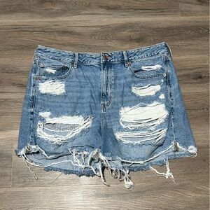 American Eagle 14 Shorts Blue Jean Tomgirl High Rise Distressed 100% Cotton 4.5"
